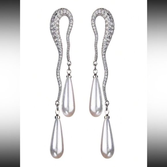 Bohemian pearl drop earrings A754 - Picture 1 of 4